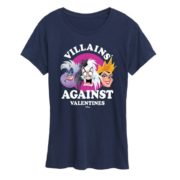 Disney Villains - De Vil, Ursula, Queen Grimhilde - Villains Against Valentines - Women's Short Sleeve Graphic T-Shirt