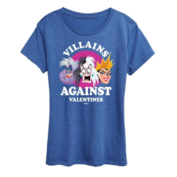 Disney Villains - De Vil, Ursula, Queen Grimhilde - Villains Against Valentines - Women's Short Sleeve Graphic T-Shirt
