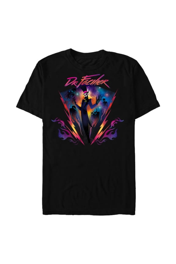 Villains Dr. Facilier 90s Rock Band Neon T-Shirt- Short Sleeve Blended T-Shirt for Adults - Customized-Black