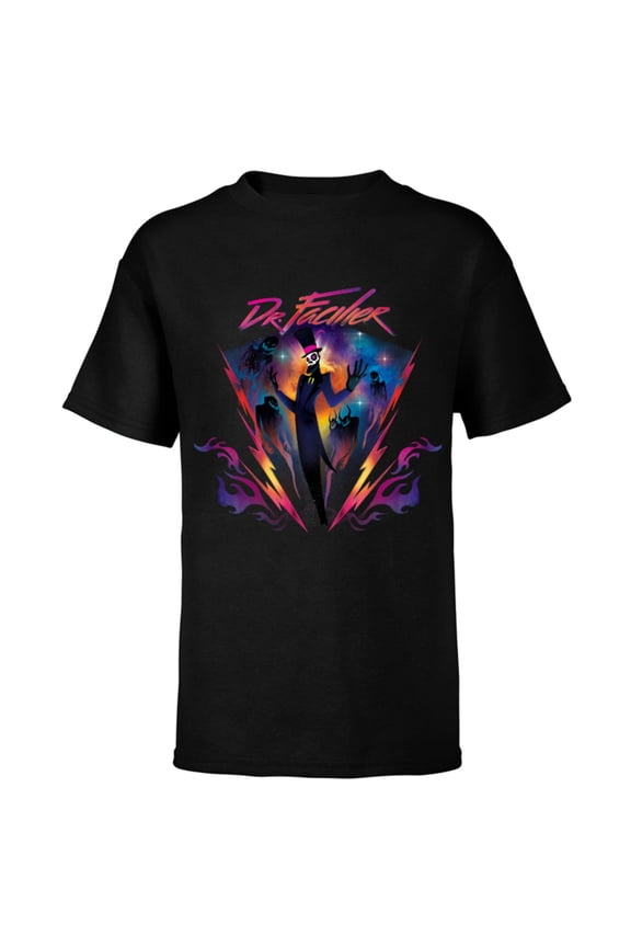 Villains Dr. Facilier 90s Rock Band Neon T-Shirt - Short Sleeve T-Shirt for Kids - Customized-Black