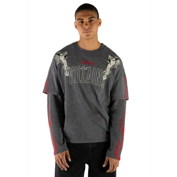 Disney Villains Dr. Facilier Jafar Hades 2fer Hangdown Long Sleeve T-Shirt Adult