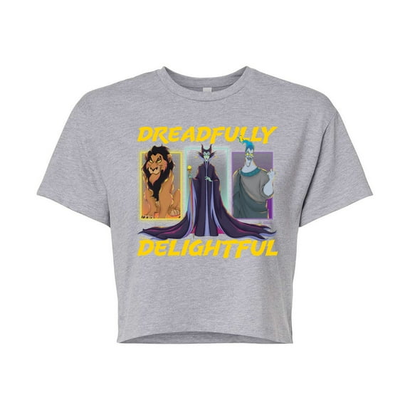 Disney Villains - Dreadlfully Delightful Scar Maleficent Hades - Juniors Cropped Cotton Blend T-Shirt