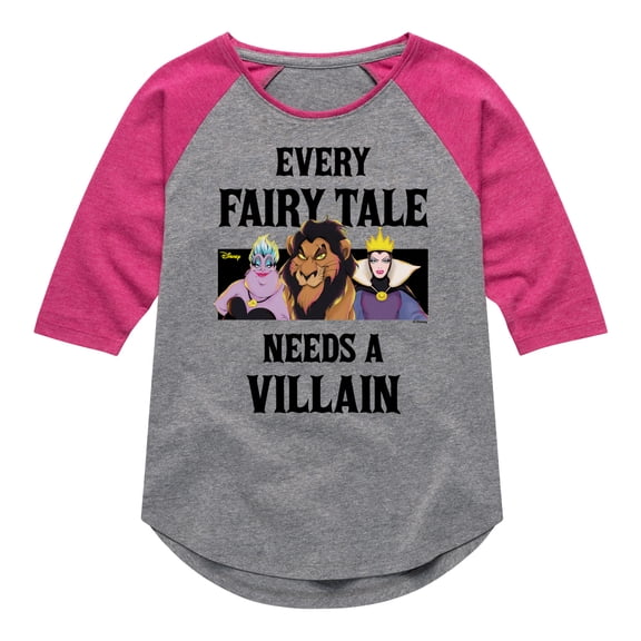 Disney Villains - Every Fairy Tale Needs A Viillain - Toddler & Youth Girls Raglan Graphic T-Shirt