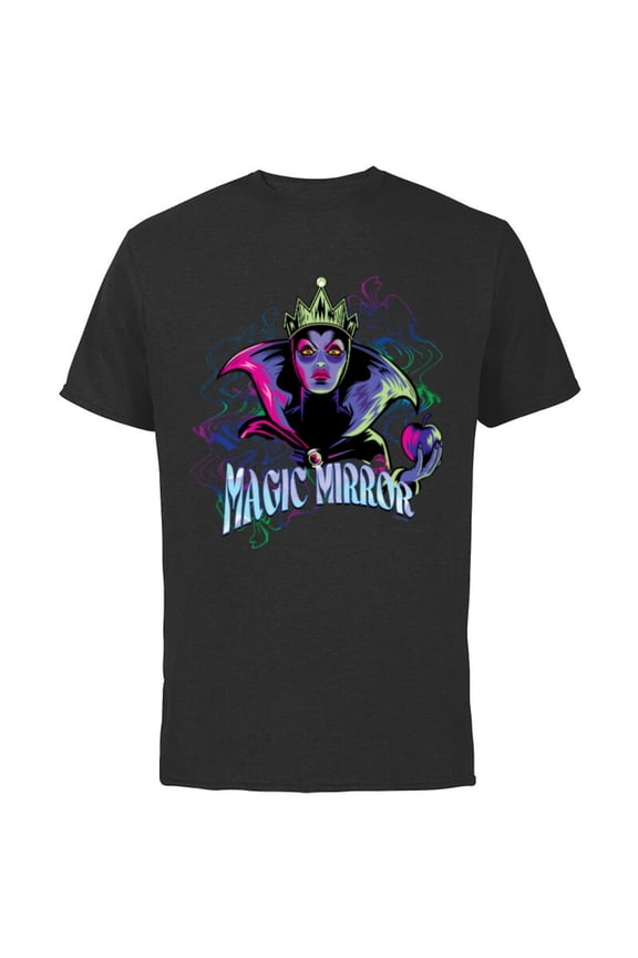 Villains Evil Queen Magic Mirror Illustrated - Short Sleeve Cotton T-Shirt for Adults - Customized-Black