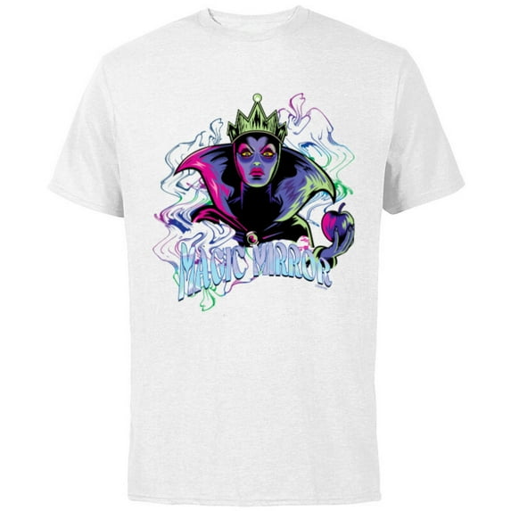 Disney Villains Evil Queen Magic Mirror Illustrated - Short Sleeve Cotton T-Shirt for Adults - Customized-White