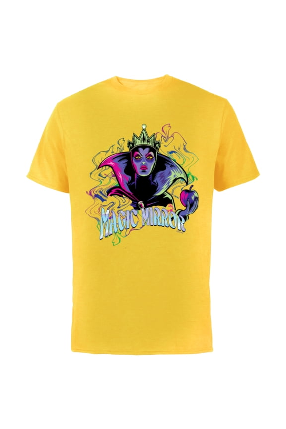 Villains Evil Queen Magic Mirror Illustrated - Short Sleeve Cotton T-Shirt for Adults - Customized-Yellow