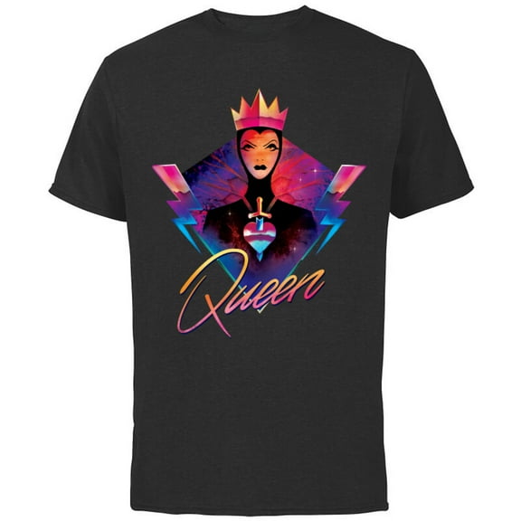 Disney Villains Evil Queen Neon 90s Rock Band T-Shirt - Short Sleeve Cotton T-Shirt for Adults - Customized-Black