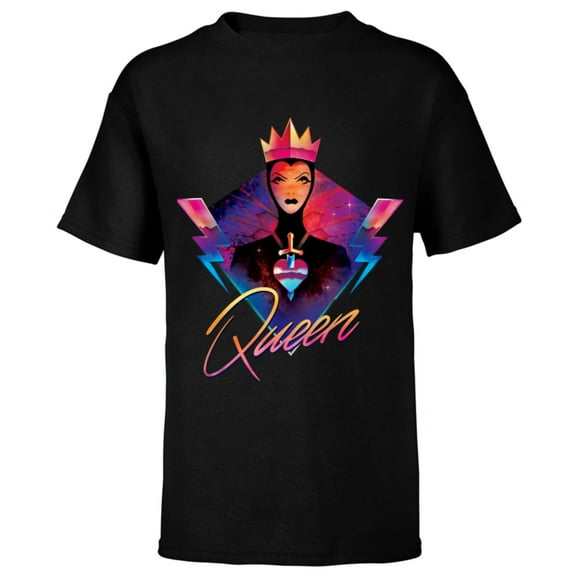 Disney Villains Evil Queen Neon 90s Rock Band T-Shirt - Short Sleeve T-Shirt for Kids - Customized-Black