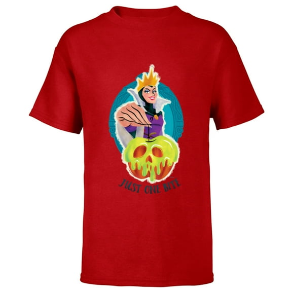 Disney Villains Evil Queen Poison Apple Just One Bite - Short Sleeve T-Shirt for Kids - Customized-Red
