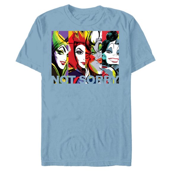Disney Villains Female Baddies Not Sorry T-Shirt- Short Sleeve Blended T-Shirt for Adults - Customized-Ocean Blue