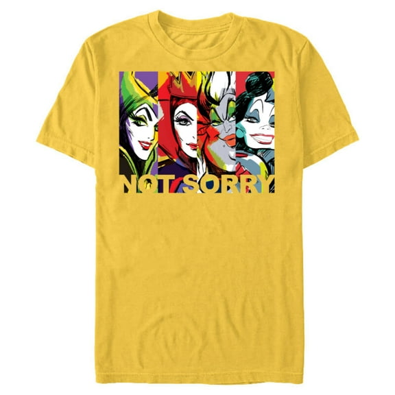 Disney Villains Female Baddies Not Sorry T-Shirt- Short Sleeve Blended T-Shirt for Adults - Customized-Yellow