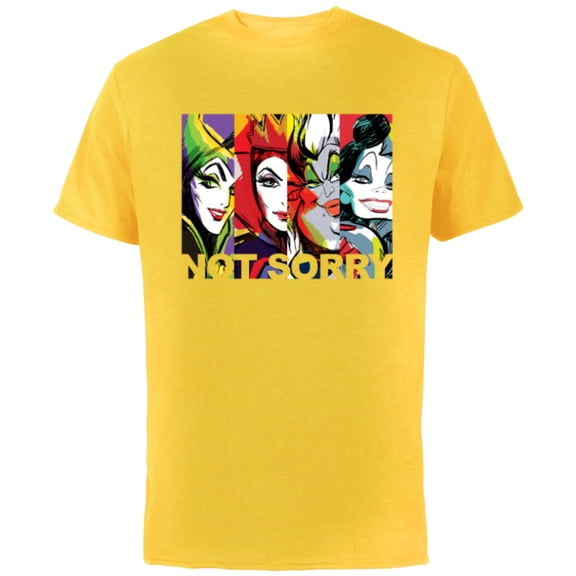Disney Villains Female Baddies Not Sorry T-Shirt - Short Sleeve Cotton T-Shirt for Adults - Customized-Yellow