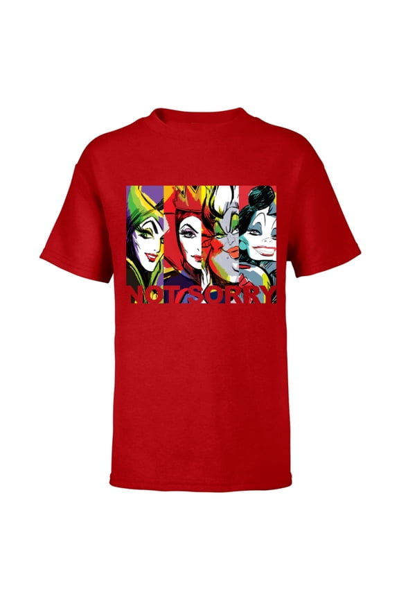 Villains Female Baddies Not Sorry T-Shirt - Short Sleeve T-Shirt for Kids - Customized-Red