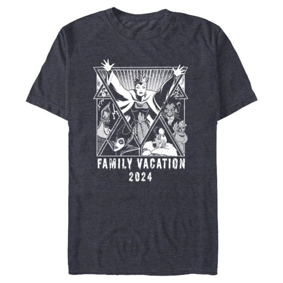 Disney Villains Graphic Print Family Vacation Trip 2024 - Short Sleeve Blended T-Shirt for Adults - Customized-Navy Heather