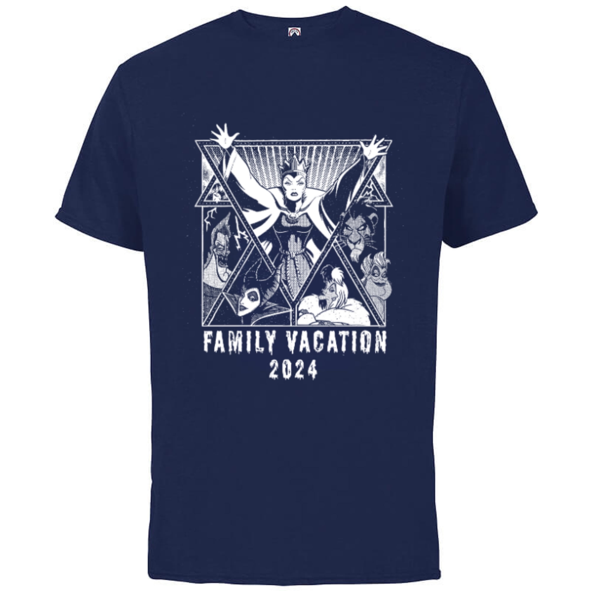 Disney Villains Graphic Print Family Vacation Trip 2024 - Short Sleeve  Cotton T-Shirt for Adults - Customized-Athletic Navy