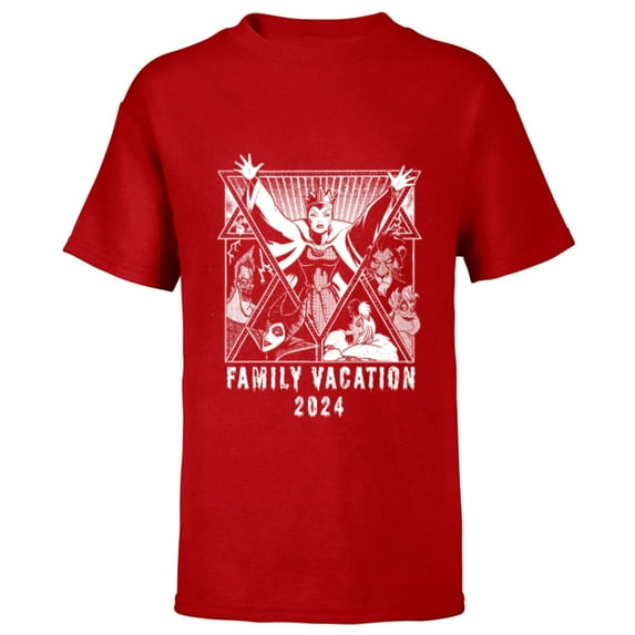 Disney Villains Graphic Print Family Vacation Trip 2024 - Short Sleeve T-Shirt for Kids - Customized-Red