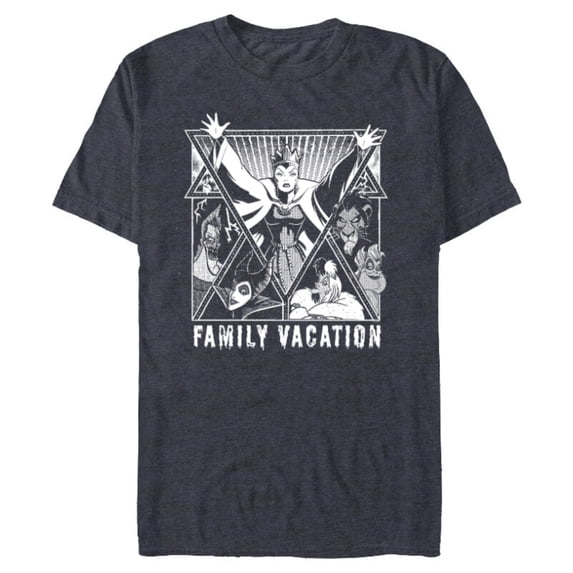 Disney Villains Graphic Print Group Family Vacation Trip - Short Sleeve Blended T-Shirt for Adults - Customized-Navy Heather