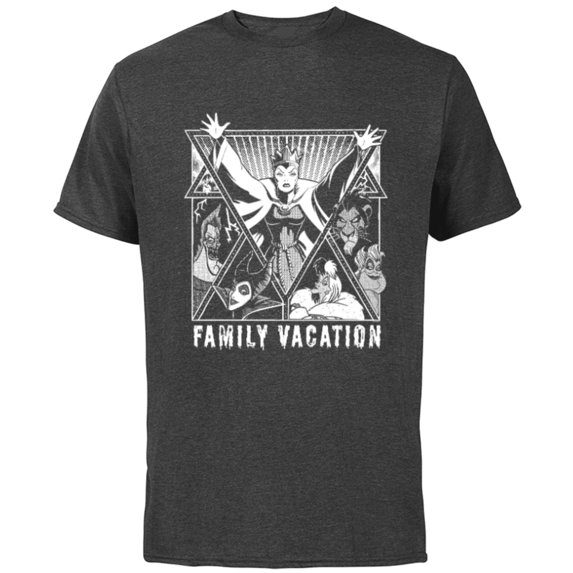 Disney Villains Graphic Print Group Family Vacation Trip - Short Sleeve Cotton T-Shirt for Adults - Customized-Charcoal