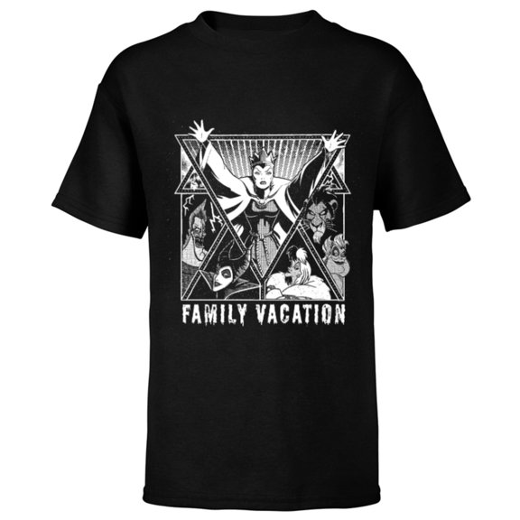 Disney Villains Graphic Print Group Family Vacation Trip - Short Sleeve T-Shirt for Kids - Customized-Black