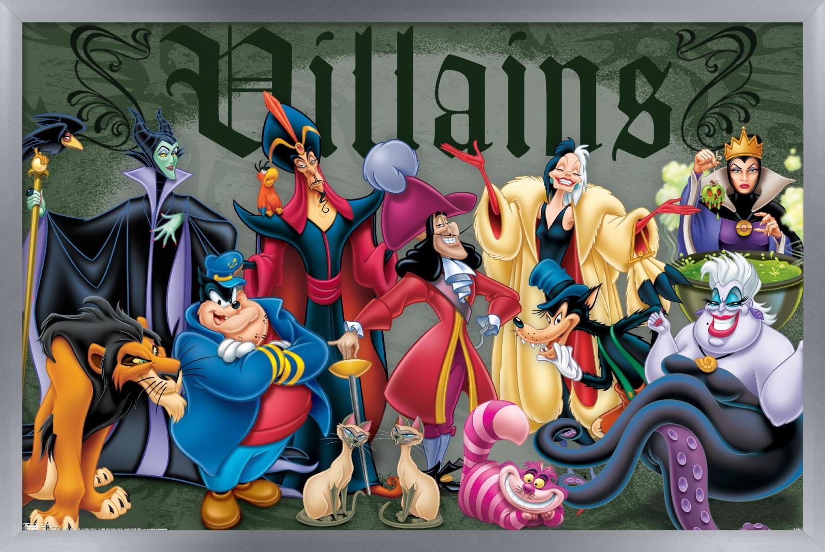 ディズニーVillains ポスター額入り Disney-Villains-Group-Pose-