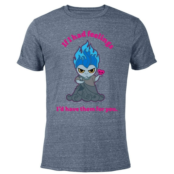 Disney Villains Hades If I Had Feelings Valentine’s Day - Short Sleeve Blended T-Shirt for Adults - Customized-Navy Heather