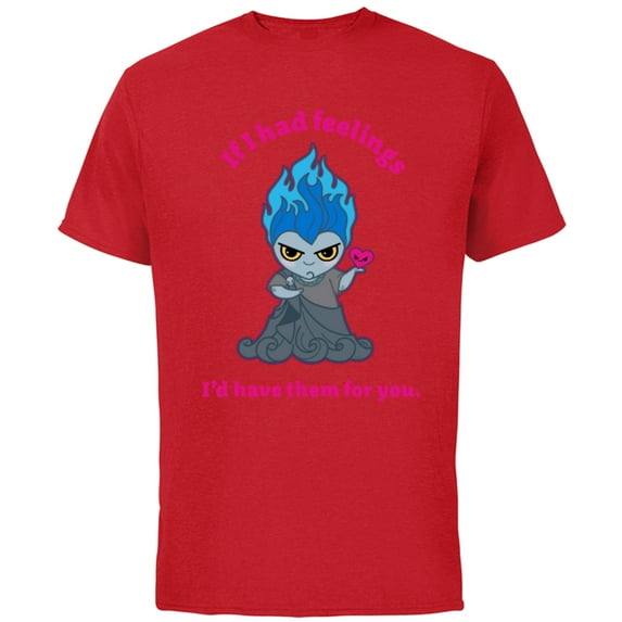 Disney Villains Hades If I Had Feelings Valentine’s Day - Short Sleeve Cotton T-Shirt for Adults - Customized-Red