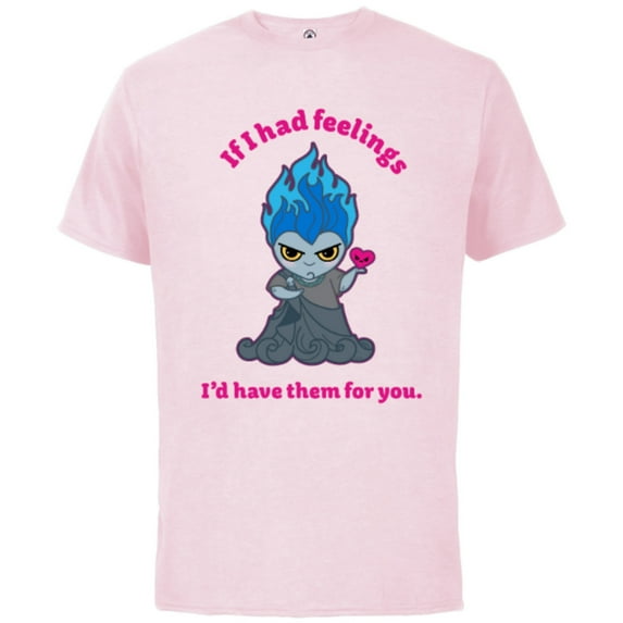 Disney Villains Hades If I Had Feelings Valentine’s Day - Short Sleeve Cotton T-Shirt for Adults - Customized-Soft Pink