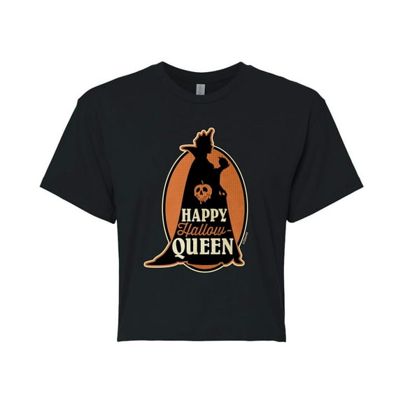 Disney Villains - Happy Hallowqueen - Juniors Cropped Cotton Blend T-Shirt