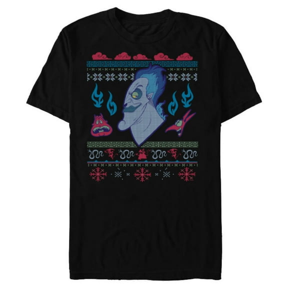 Disney Villains Hercules Hades Ugly Christmas Sweater - Short Sleeve Blended T-Shirt for Adults - Customized-Black