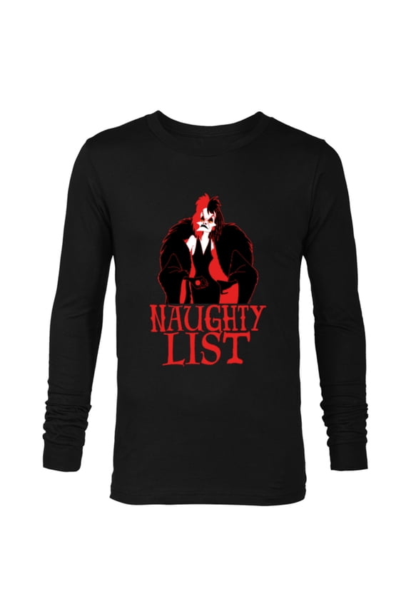 Villains Holiday Christmas Cruella Naughty List - Long Sleeve T-Shirt for Men - Customized-Black