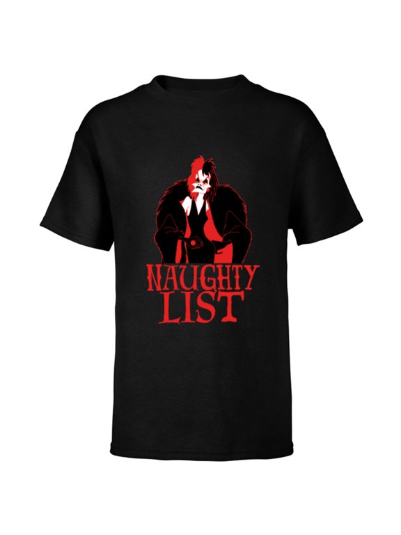 Villains Holiday Christmas Cruella Naughty List - Short Sleeve T-Shirt for Kids - Customized-Black