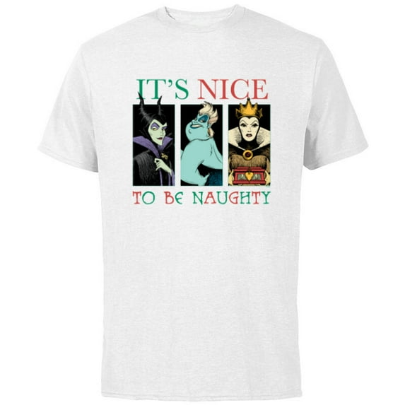 Disney Villains Holiday Christmas It’s Nice to Be Naughty - Short Sleeve Cotton T-Shirt for Adults - Customized-White