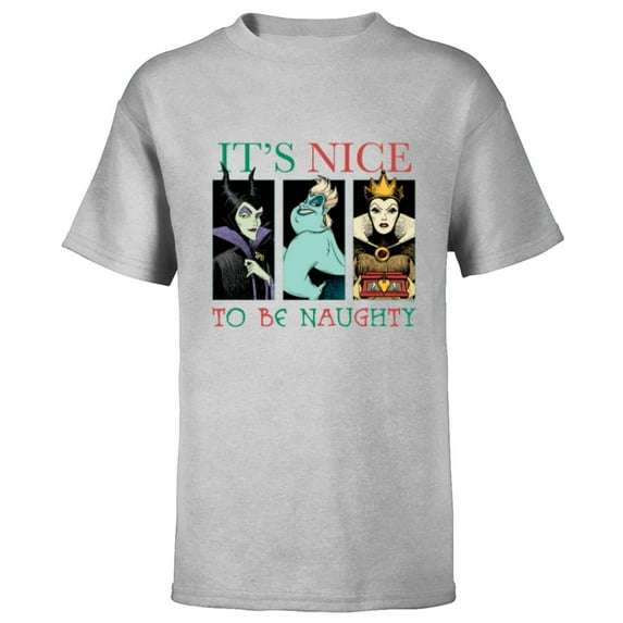 Disney Villains Holiday Christmas It’s Nice to Be Naughty - Short Sleeve T-Shirt for Kids - Customized-Athletic Heather