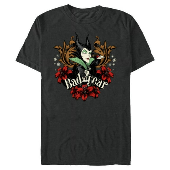 Disney Villains Holiday Christmas Maleficent Bad All Year - Short Sleeve Blended T-Shirt for Adults - Customized-Dark Heather