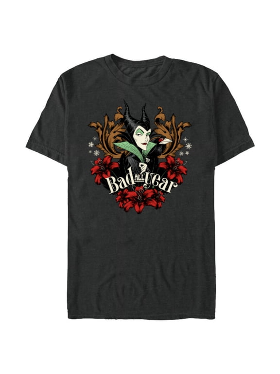 Villains Holiday Christmas Maleficent Bad All Year - Short Sleeve Blended T-Shirt for Adults - Customized-Dark Heather