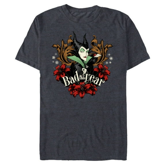 Disney Villains Holiday Christmas Maleficent Bad All Year - Short Sleeve Blended T-Shirt for Adults - Customized-Navy Heather