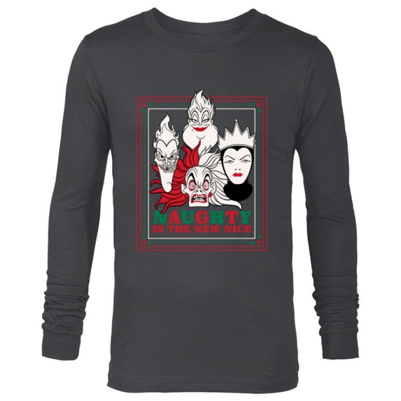 Disney Villains Holiday Christmas Naughty is the New Nice - Long Sleeve T-Shirt for Men - Customized-Charcoal Heather