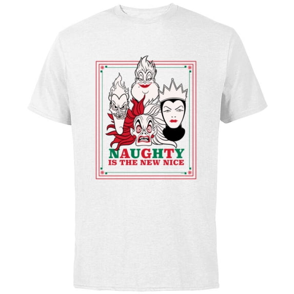 Disney Villains Holiday Christmas Naughty is the New Nice - Short Sleeve Cotton T-Shirt for Adults - Customized-White