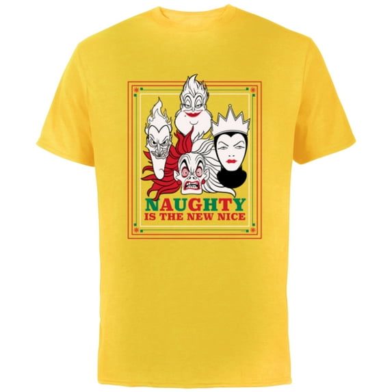 Disney Villains Holiday Christmas Naughty is the New Nice - Short Sleeve Cotton T-Shirt for Adults - Customized-Yellow