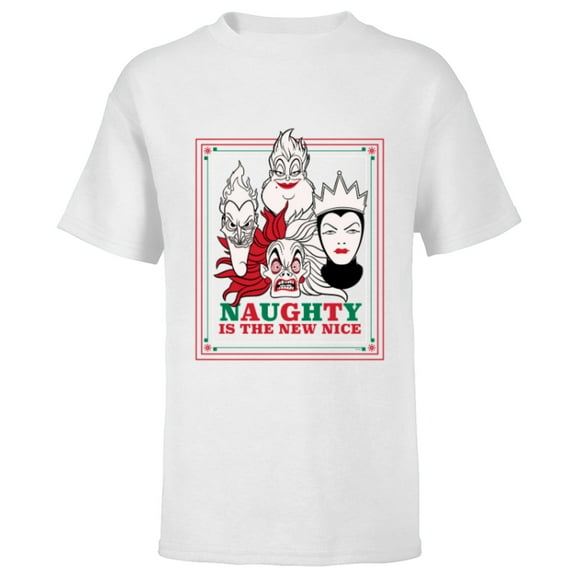 Disney Villains Holiday Christmas Naughty is the New Nice - Short Sleeve T-Shirt for Kids - Customized-White
