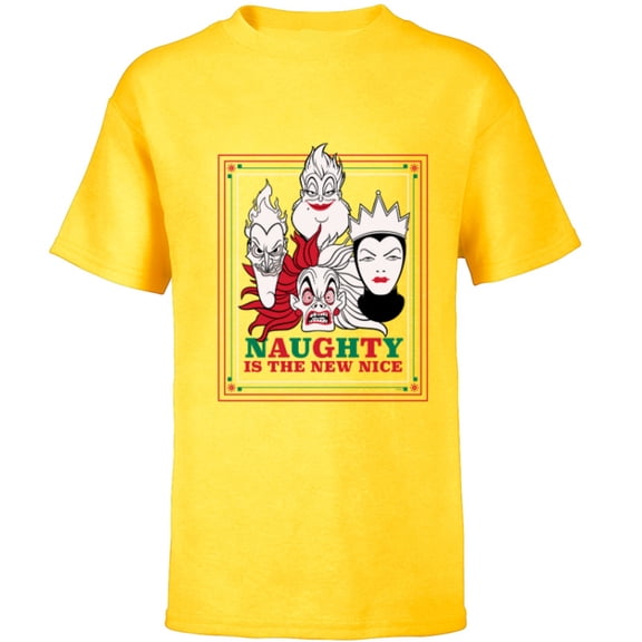 Disney Villains Holiday Christmas Naughty is the New Nice - Short Sleeve T-Shirt for Kids - Customized-Yellow