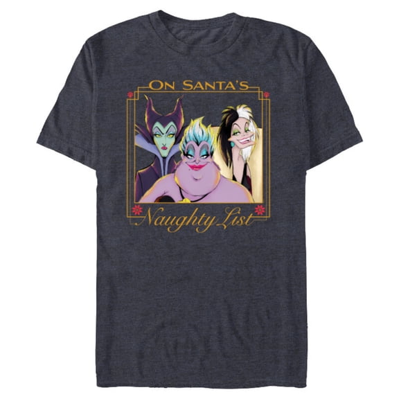 Disney Villains Holiday Christmas On Santa’s Naughty List - Short Sleeve Blended T-Shirt for Adults - Customized-Navy Heather