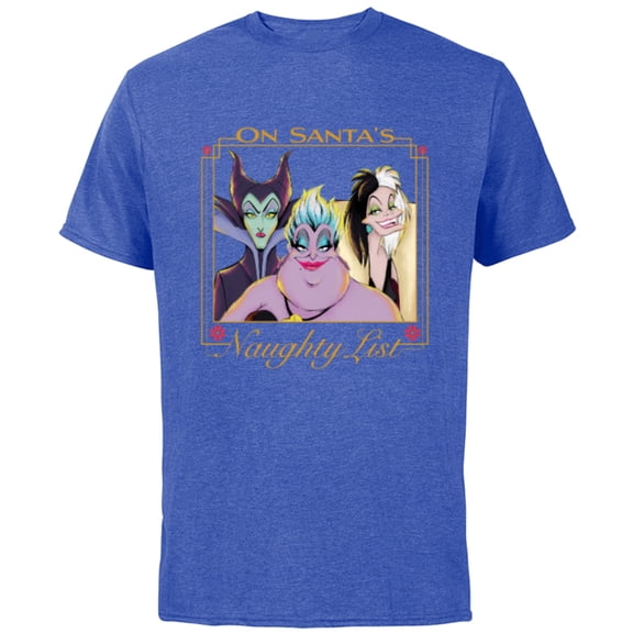 Disney Villains Holiday Christmas On Santa’s Naughty List - Short Sleeve Cotton T-Shirt for Adults - Customized-Royal Heather