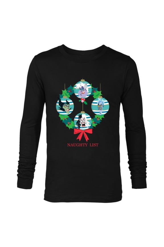 Villains Holiday Christmas Wreath Naughty List - Long Sleeve T-Shirt for Men - Customized-Black