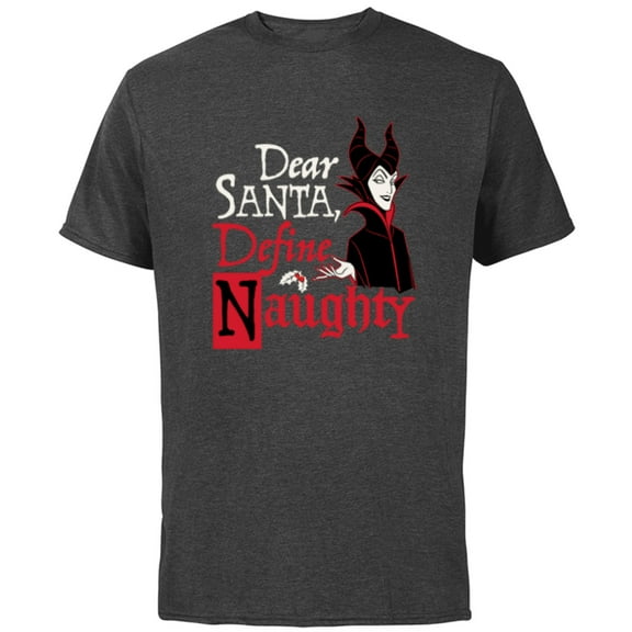 Disney Villains Holiday Maleficent Dear Santa Define Naughty - Short Sleeve Cotton T-Shirt for Adults - Customized-Charcoal