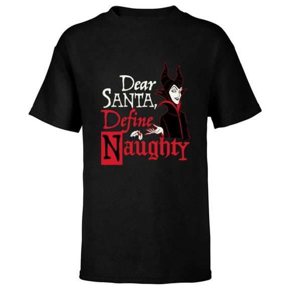 Disney Villains Holiday Maleficent Dear Santa Define Naughty - Short Sleeve T-Shirt for Kids - Customized-Black
