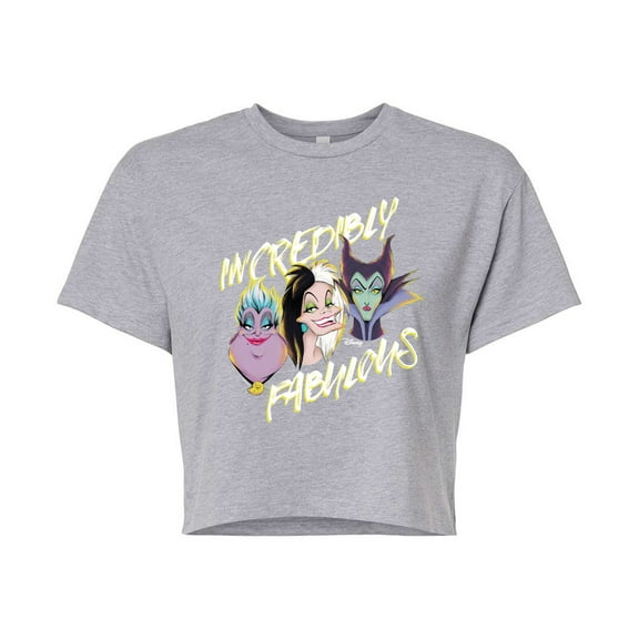 Disney Villains - Incredibly Fabulous - Juniors Cropped Cotton Blend T-Shirt