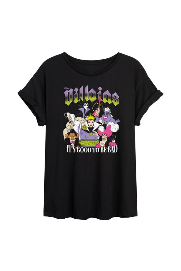 - Villains - Juniors Oversized Graphic T-Shirt
