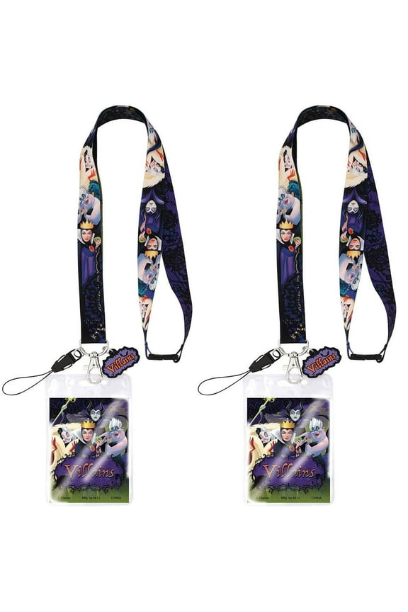 Villains Lanyards with ID Card and Pin Holder-  Perfect for Disney World Mickeys Halloween Party and Disney Cruise, Disneyland Accessories, Keychain  Pack of 2