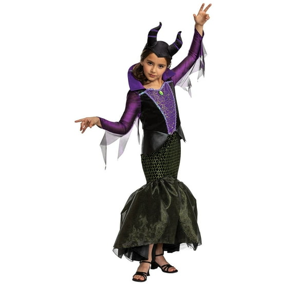 Disney Villains Maleficent Girl's Dress Halloween Costume With Headpiece (M (8-10))